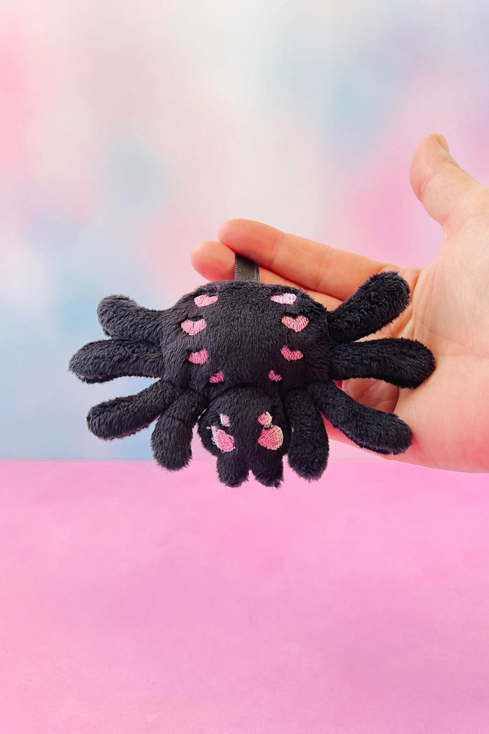 Creepy Cute Pastel Goth Spider Plush Bag Keychain [Black]
