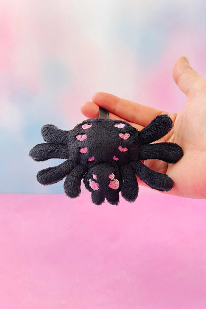 Creepy Cute Pastel Goth Spider Plush Bag Keychain [Black]
