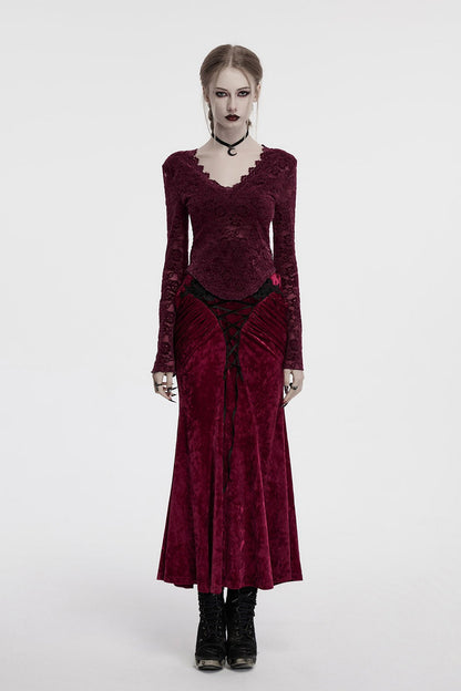 Cabernet Sauvignon Velvet Skirt [Wine Red]