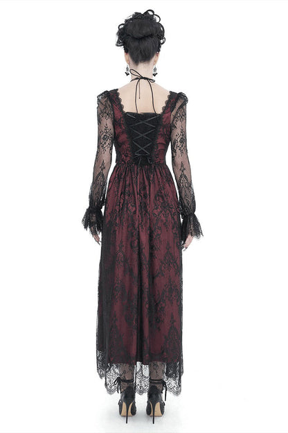 Blood Burgundy Beaded Goth Dress