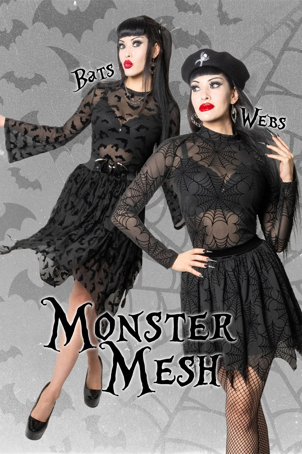 Bat Repeat Mesh Bell Sleeve Top