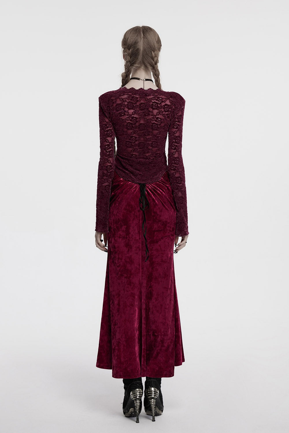 Cabernet Sauvignon Velvet Skirt [Wine Red]