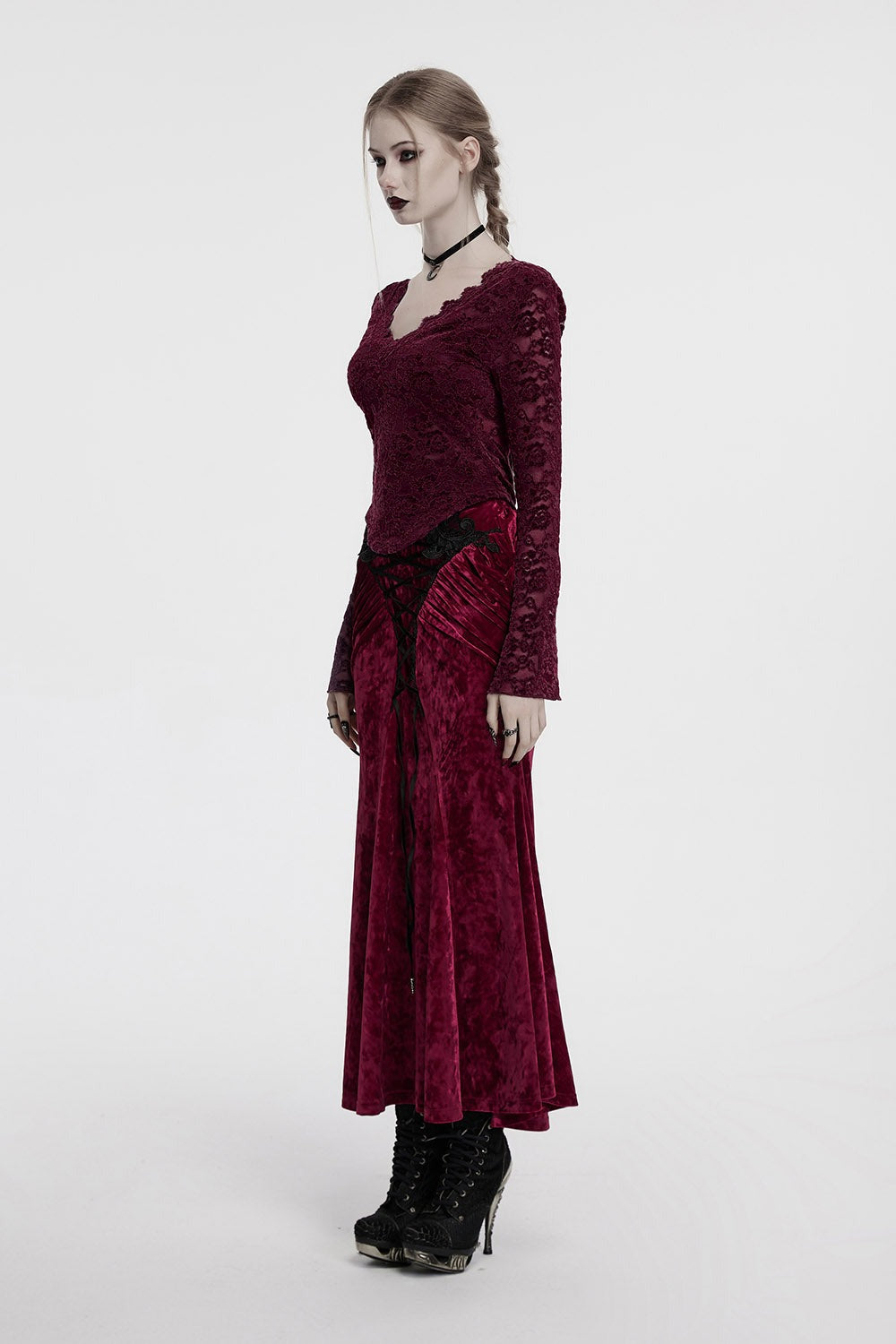 Cabernet Sauvignon Velvet Skirt [Wine Red]