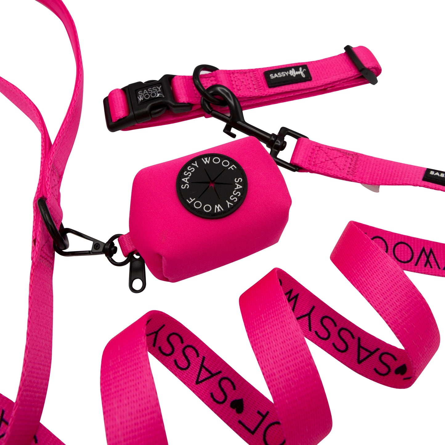 Dog Collar Three Piece Bundle - Neon Pink