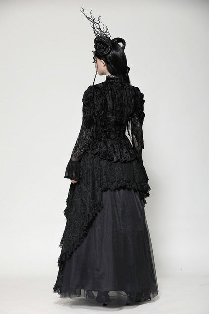 Black Seas Layered Goth Maxi Skirt