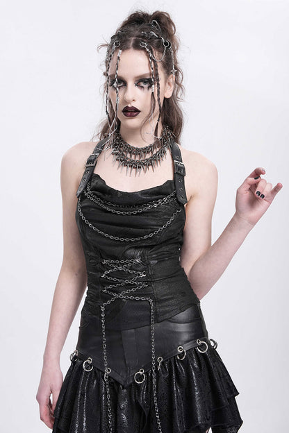 Chainlace Ripped Halter Top