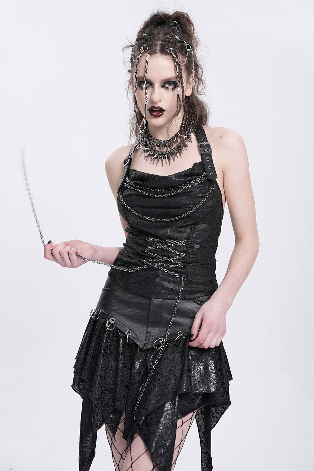 Chainlace Ripped Halter Top