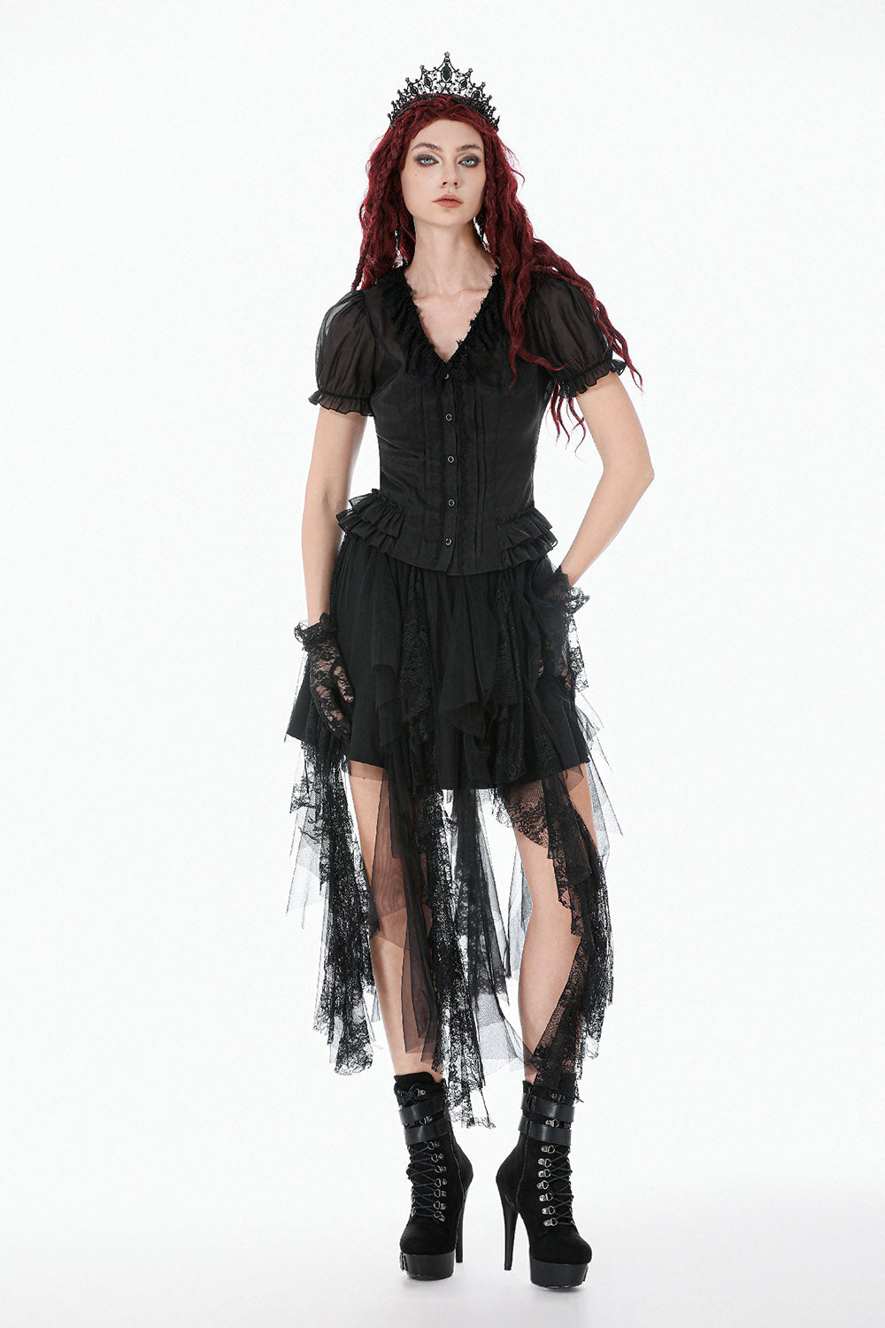 Castleruins Ruffle Puff Sleeve Top