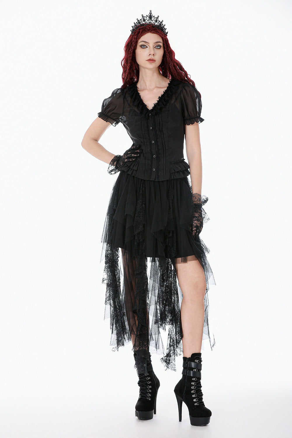 Castleruins Ruffle Puff Sleeve Top