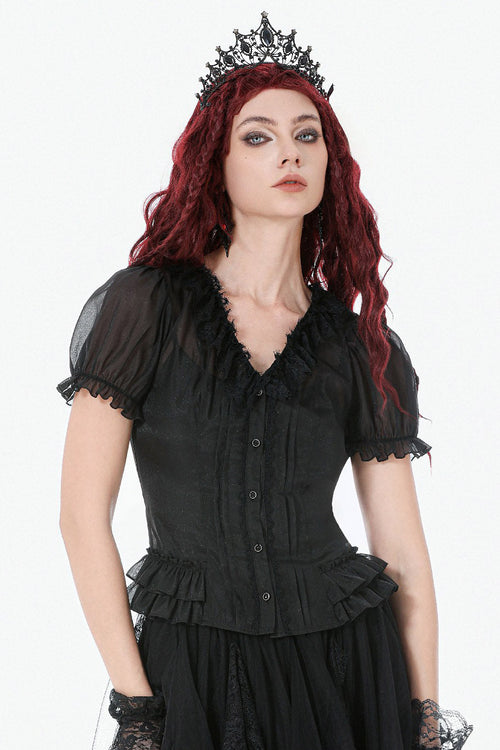 Castleruins Ruffle Puff Sleeve Top