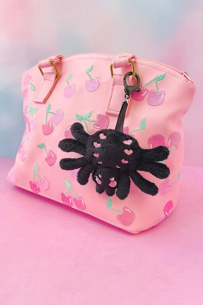 Creepy Cute Pastel Goth Spider Plush Bag Keychain [Black]