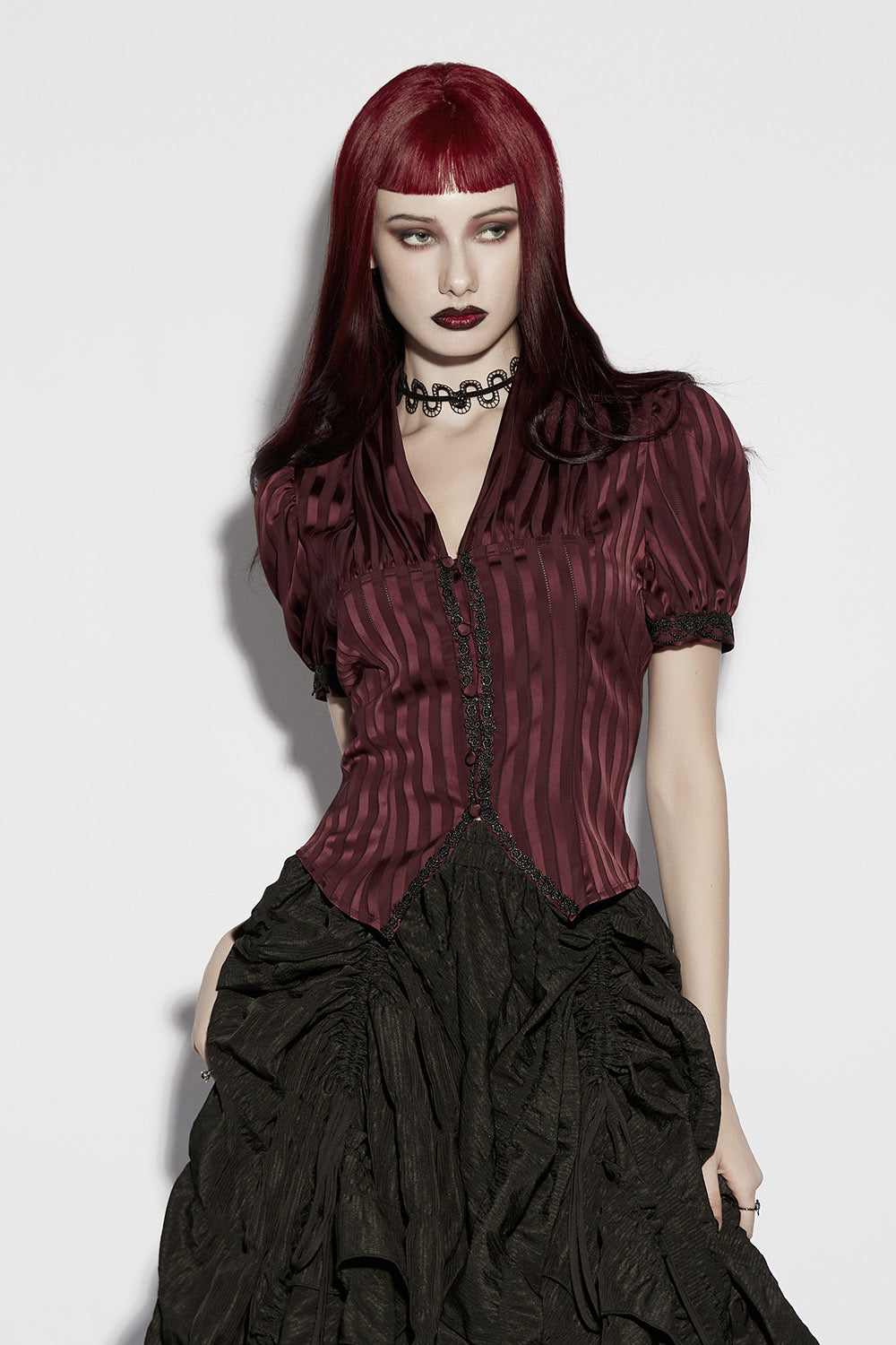 Crimsonlace Puff Sleeve Top [Red Merlot]