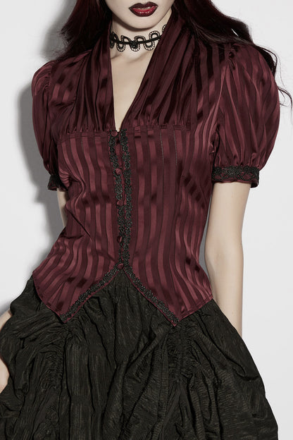 Crimsonlace Puff Sleeve Top [Red Merlot]