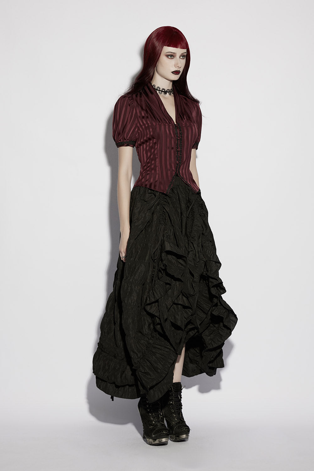 Crimsonlace Puff Sleeve Top [Red Merlot]