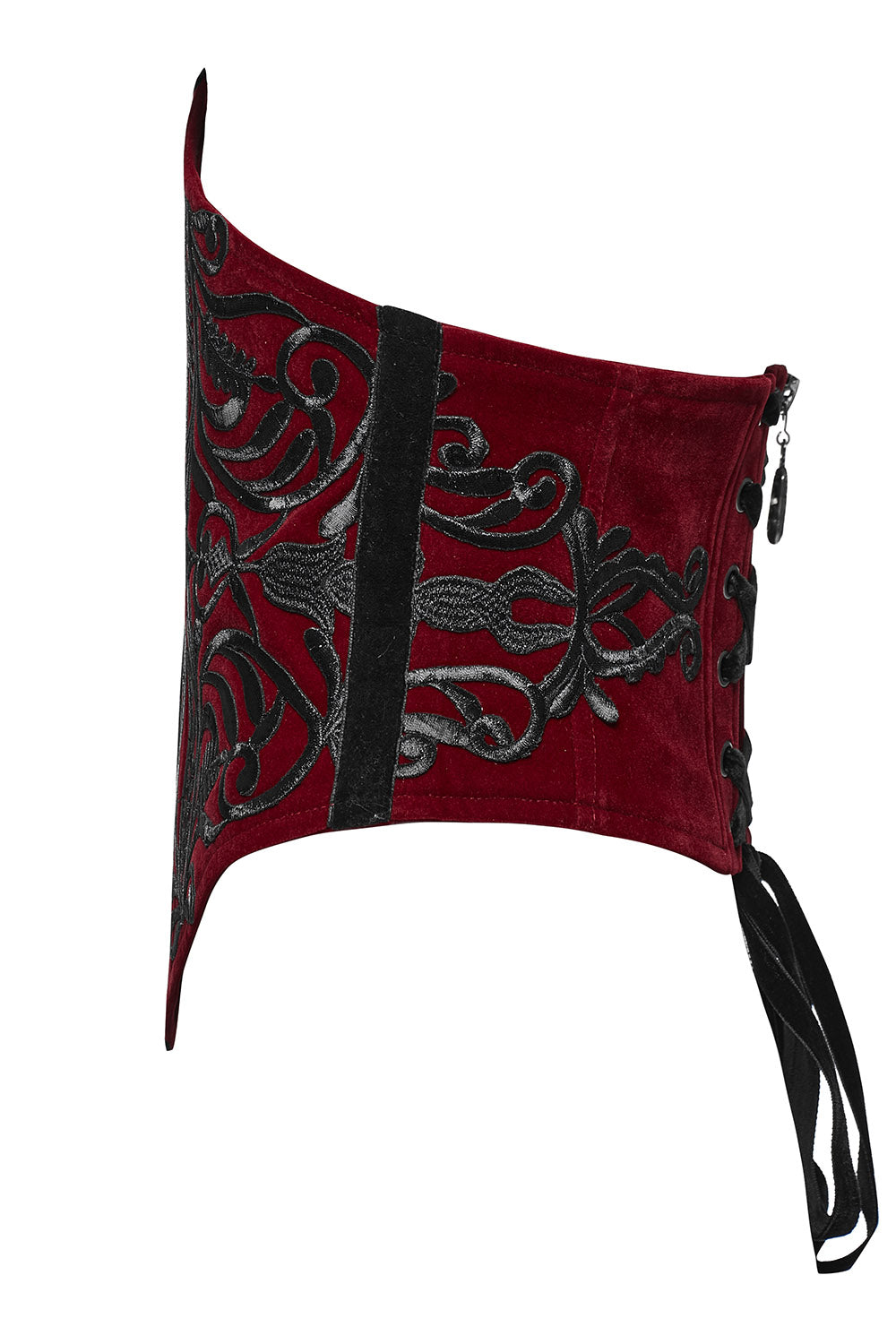 Blood Countess Embroidered Velvet Corset [Black/Red]