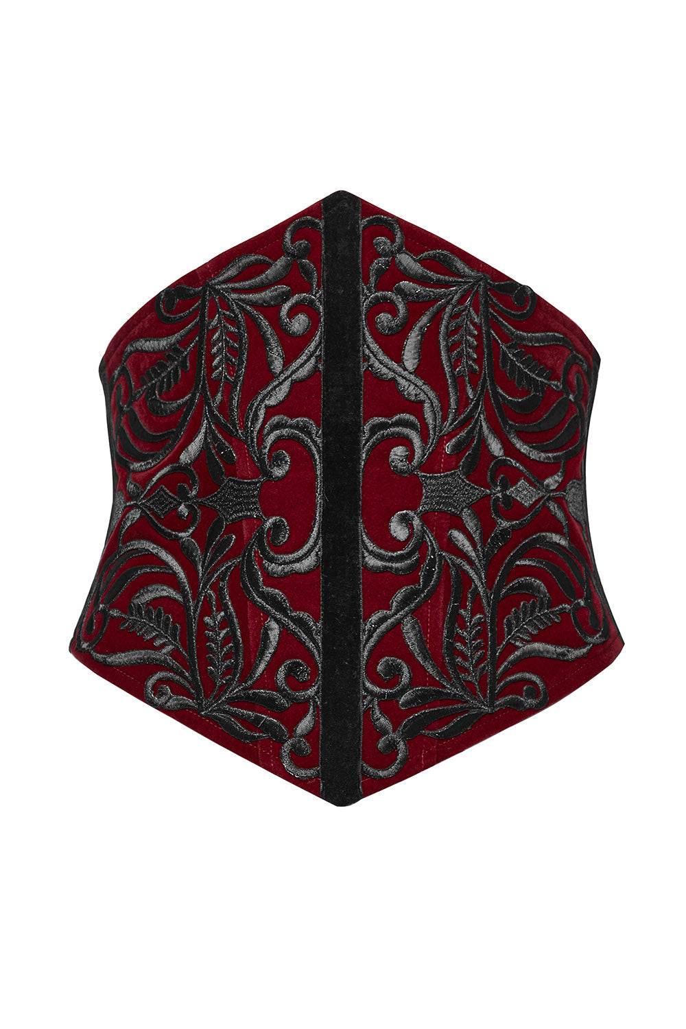 Blood Countess Embroidered Velvet Corset [Black/Red]