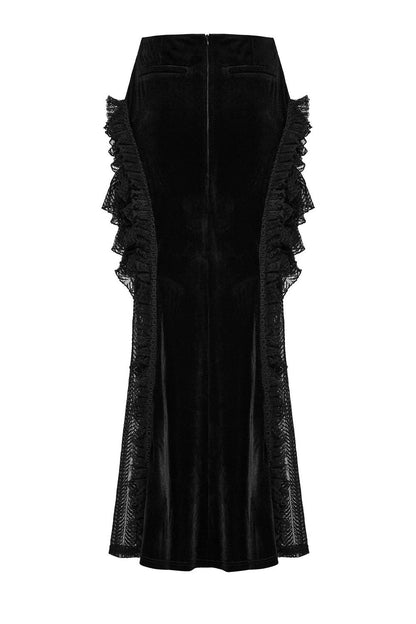 Calypso Ruffled Velvet Mermaid Maxi Skirt
