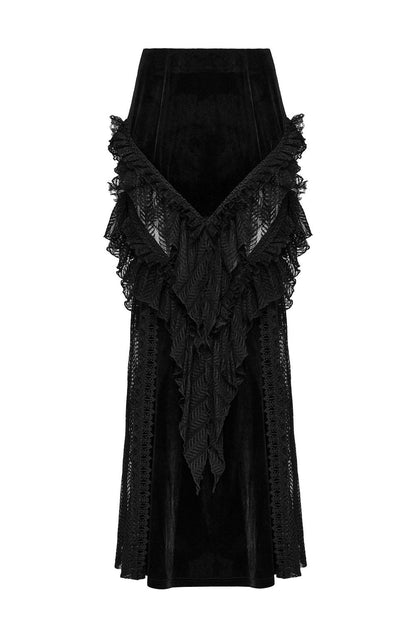 Calypso Ruffled Velvet Mermaid Maxi Skirt