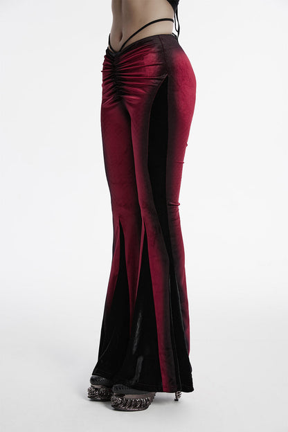 Bloodletting Velvet Flared Pants [Red]
