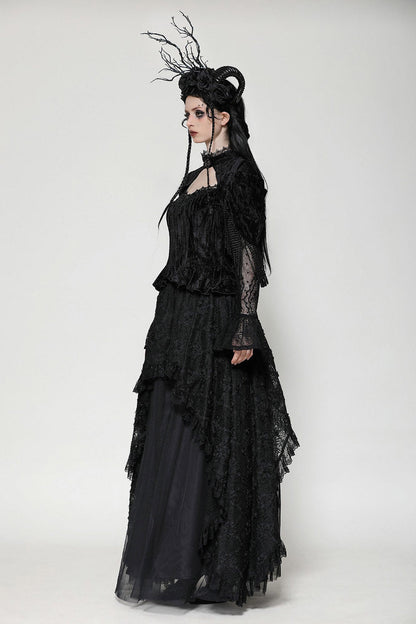 Black Seas Layered Goth Maxi Skirt