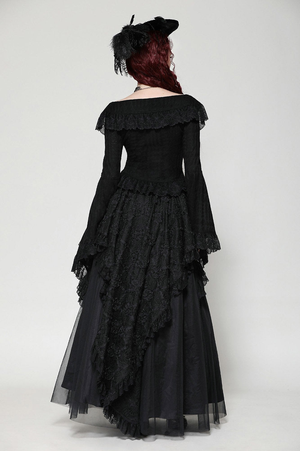 Black Seas Layered Goth Maxi Skirt