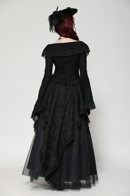 Black Seas Layered Goth Maxi Skirt