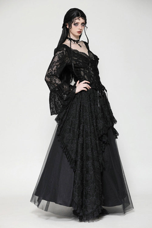Black Seas Layered Goth Maxi Skirt